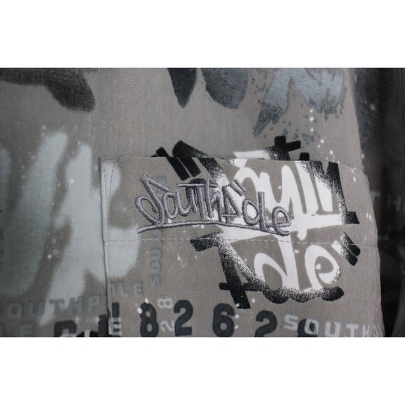 Vintage Southpole Mens Large Y2K Spell Out Loop Collar Button Up Shirt C998 - Picture 3 of 7